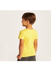 Juniors Printed Round Neck T-shirt with Short Sleeves