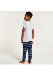 Juniors Printed Crew Neck T-shirt and Pyjama Set