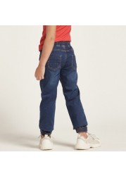 Juniors Solid Denim Pants with Pocket Detail and Drawstring