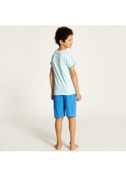 Juniors Printed Crew Neck T-shirt and Shorts Set