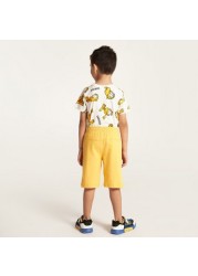 Garfield Print Shorts with Drawstring Closure and Pockets