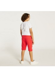 Mickey Mouse Print Shorts with Drawstring Closure and Pockets