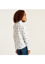 Juniors All-Over Printed Shirt with Long Sleeves