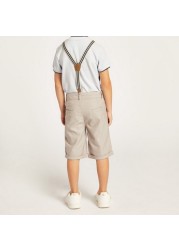 Juniors Solid Shorts with Button Closure and Suspenders