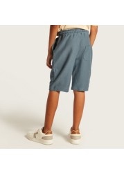 Solid Shorts with Drawstring Closure and Pockets