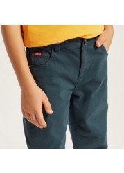 Lee Cooper Solid Denim Pants with Pockets and Button Closure