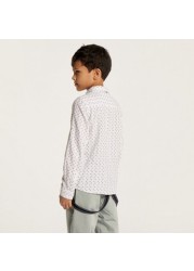 Juniors Printed Shirt with Long Sleeves and Button Closure
