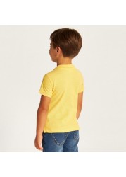 Juniors Solid Polo T-shirt with Short Sleeves and Button Closure