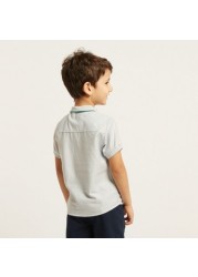 Juniors Solid Shirt with Button Closure and Bow Detail