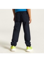 Juniors Solid Jog Pants with Drawstring Closure and Pockets