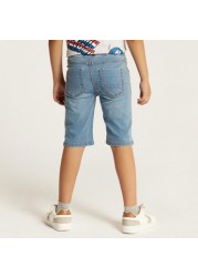 Juniors Denim Shorts with Pocket Detail and Drawstring Closure