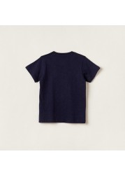 Lee Cooper Printed Crew Neck T-shirt with Short Sleeves