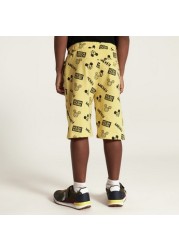 Disney Mickey Mouse Print Shorts with Drawstring Closure and Pockets