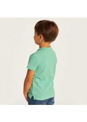 Juniors Solid Polo T-shirt with Short Sleeves and Button Closure