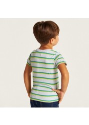 Juniors Striped Crew Neck T-shirt with Short Sleeves