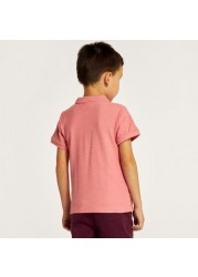 Juniors Solid Polo T-shirt with Short Sleeves and Button Closure