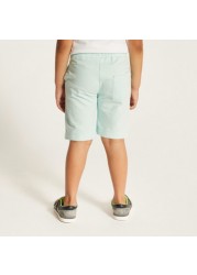 Juniors Solid Mid-Rise Shorts with Drawstring Closure and Pockets