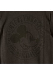 Disney Mickey Mouse Print T-shirt with Round Neck and Short Sleeves