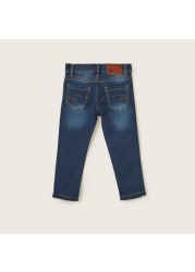 Lee Cooper Solid Denim Jeans with Pockets and Button Closure