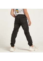 Juniors Solid Denim Pants with Pocket Detail and Drawstring