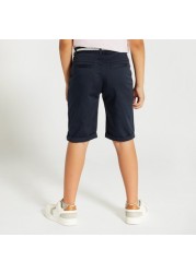 Juniors Solid Shorts with Pockets and Belt