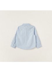 Juniors Textured Shirt with Patch Pocket and Long Sleeves