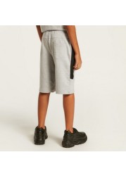 Batman Text Mid-Rise Shorts with Drawstring Closure and Pockets