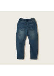 Lee Cooper Denim Jeans with Drawstring Closure and Folded Hem