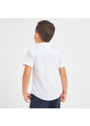 Juniors Solid Shirt with Short Sleeves and Pocket Detail