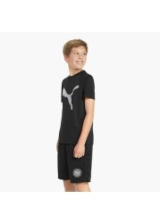 PUMA Logo Print Crew Neck T-shirt with Short Sleeves