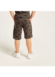 Batman Print Shorts with Drawstring Closure and Pockets