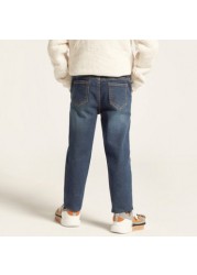 Juniors Solid Denim Pants with Drawstring Closure and Pockets