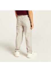 Juniors Solid Full Length Pants with Button Closure and Pockets