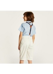 Juniors Solid Shorts with Suspenders and Pockets