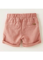 Giggles Solid Shorts with Elasticised Waistband and Drawstring Closure