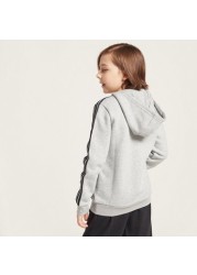 adidas Logo Print Hoodie with Long Sleeves and Kangaroo Pockets