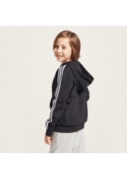 adidas Logo Print Hoodie with Long Sleeves and Kangaroo Pockets