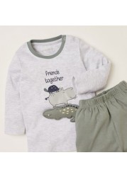 Juniors Safari Print T-shirt and Solid Pyjama Set