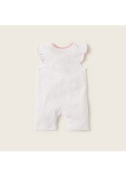 Giggles Heart Print Romper with Cap Sleeves