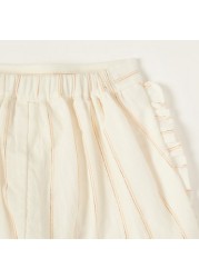 Giggles Striped Shorts with Elasticised Waistband and Ruffle Detail