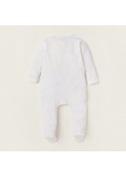 Giggles Embroidered Closed Feet Sleepsuit with Long Sleeves