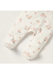 Juniors Floral Print Closed Feet Sleepsuit with Long Sleeves