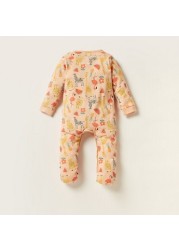 Juniors Tropical Print Long Sleeves Sleepsuit with Button Closure