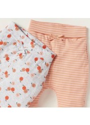 Juniors Printed Leggings with Bow Accent - Set of 2