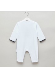 Giggles Textured Open Feet Sleepsuit with Bow Applique