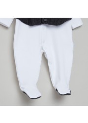 Giggles Textured Closed Feet Sleepsuit with Long Sleeves