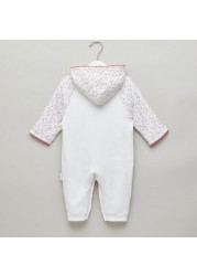 Juniors Printed Open Feet Sleepsuit with Hood and Long Sleeves