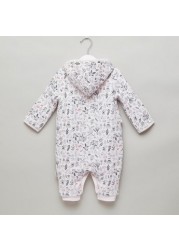 Juniors All-Over Floral Print Open Feet Sleepsuit with Hood