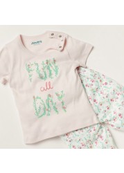 Juniors Printed Short Sleeve T-shirt and Pyjama Set