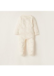 Juniors Printed Sleepsuit with Long Sleeves and Button Closure